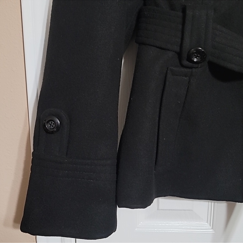 Classic Black Belted Peacoat - Picture 3 of 9